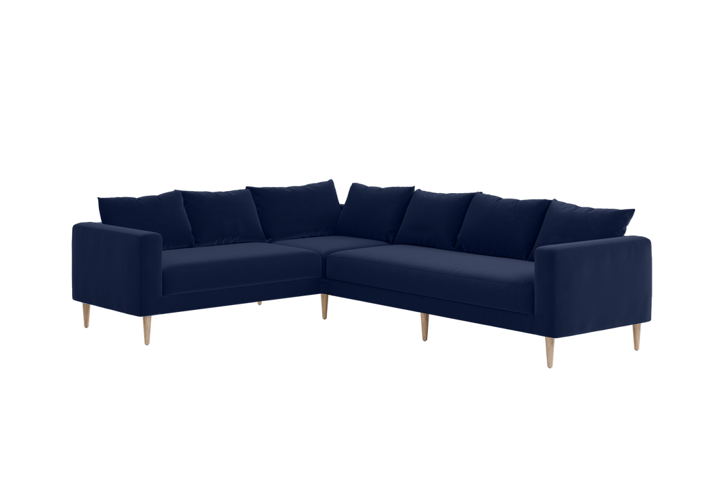 [Indigo Recycled Velvet | Sofa Right / Bench]