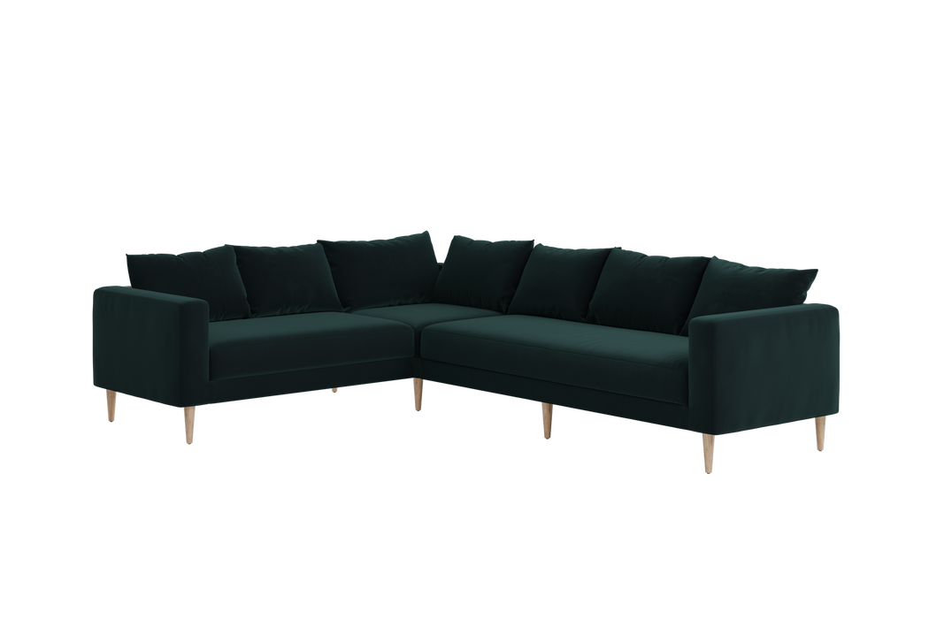 [Moss Recycled Velvet | Sofa Right / Bench]